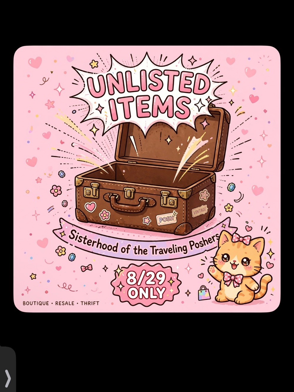 Unlisted items for sale show 8/29 only sisterhood